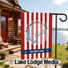 Summerville Lake Virginia garden flag with red and white stripes and "The Smith Family."
