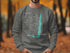 Grey sweatshirt with Lake Vermilion Minnesota map and compass design.
