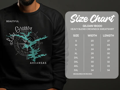 Lake Greeson Arkansas Map Design T-Shirt or Sweatshirt