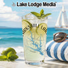 Glass of lime and mint drink with Lake Clarks Hill map and compass design.