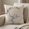 Mitchell Lake Alabama map with compass rose on a textured pillow.