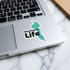 Dunmore Life sticker on a laptop.
