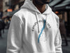 White hoodie with Canandaigua Lake graphic and compass design