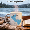 White mug with Sylvan Lake South Dakota map and compass design.