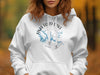 White hoodie with "Tims Ford Lake Tennessee" text and map graphic on a compass rose.