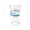 Glass with "North Channel" text, map outline, and compass design.