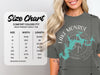 Comfort Colors 1717 heavyweight adult tee size chart with width and length measurements in inches.