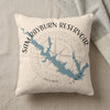 Throw pillow with Sam Rayburn Reservoir map and Texas text