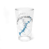 Clear glass pint glass with Tenkiller Ferry Lake map and compass design.