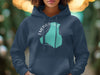 Navy blue hoodie with Emerald Lake Canada map graphic and compass rose.