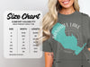 Comfort Colors 1717 heavyweight adult tee size chart with width and length measurements.