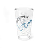 Clear glass pint with Lake Rabun map and compass design, Georgia.