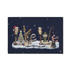 Illustration of a festive winter scene with "Pulliam Lodge at Lake Lanier" text.