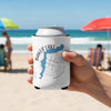 White can cooler with Baker Lake Washington map and compass graphic.