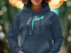 Navy blue hoodie with Baker Lake map and compass graphic