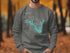 Dark gray sweatshirt featuring "Beautiful Lake Fork Texas" and compass rose map graphic.