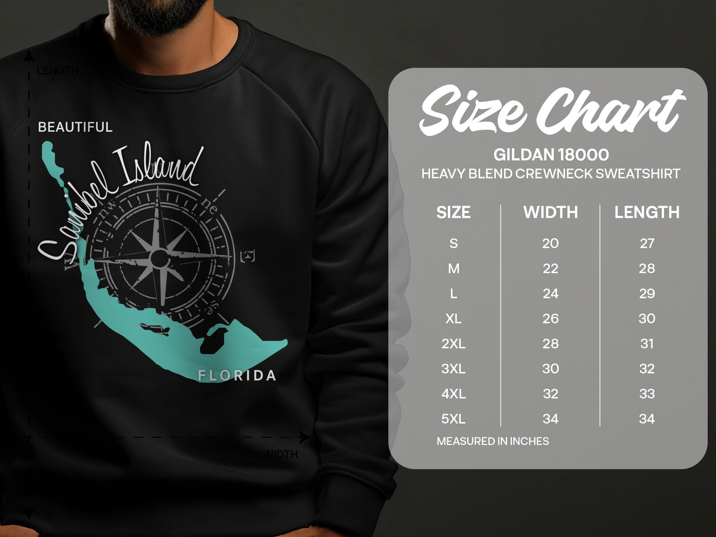 Sanibel Island Florida Map Design T-Shirt or Sweatshirt
