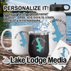 Personalized West Okoboji Lake mug, tumbler, water bottle, and sticker.