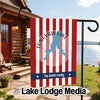 Longview Lake Missouri flag with red and white stripes and "The Smith Family".