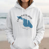 White hoodie with Catalina Island California map and compass design.