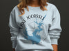 Light blue sweatshirt with Lake Jocassee map and compass design.