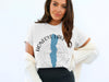 White t-shirt with Honeoye Lake, New York graphic and compass design.