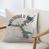Pillow with Nantahala Lake map and compass design, North Carolina.
