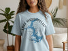 Light blue t-shirt with Lake Wappapello Missouri map and compass graphic.