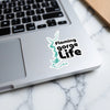 Sticker with turquoise Flaming Gorge map and text "Life".