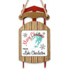 Wooden sled ornament with "Merry Christmas From Lake Charleston" text and snowflakes.