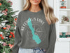 Gray sweatshirt with Keechelus Lake map and compass design.