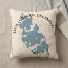 Lake Chaubunagungamaug Massachusetts map pillow with copyright text.