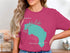 Pink t-shirt with teal Garibaldi Lake map and compass rose outline.