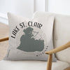 Pillow with Lake St. Clair Michigan silhouette and compass rose design.