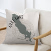 Gull Lake Michigan map on a pillow with compass rose design.