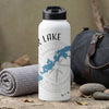 White water bottle with compass design and text "PIER LAKE MINNESOTA".
