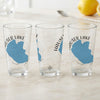 Three clear glasses featuring "Hauser Lake Idaho" text and a blue lake outline design.