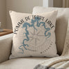 Pillow with Pomme de Terre Lake map graphic and compass rose in Missouri.