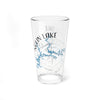 Clear glass tumbler with a blue map of Nolin Lake, Kentucky design.
