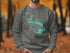 Crewneck sweatshirt with "Spoon Lake Beautiful Illinois" text and compass rose map.