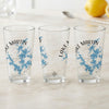 Three clear glasses with blue Lake Martin Alabama map and compass design.