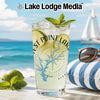Clear glass with a lime-garnished drink, featuring West Point Lake map design.