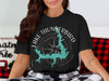 Black t-shirt with Lake Thunderbird map outline and compass graphic.