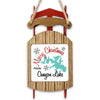 Sled ornament with "Merry Christmas From Canyon Lake" text and lake outline.