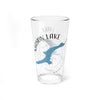 Clear glass pint glass with Mason Lake Washington design and compass graphic.