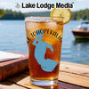 Glass of iced tea with "Lake Tohopkalig" and Florida map design.