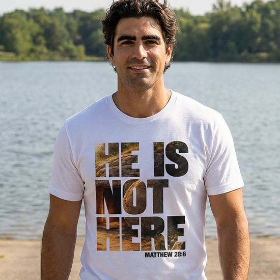 He Is Not Here T-Shirt Ultra Soft | Matthew 28:6 Easter Resurrection Christian Scripture | He is not here for He has risen