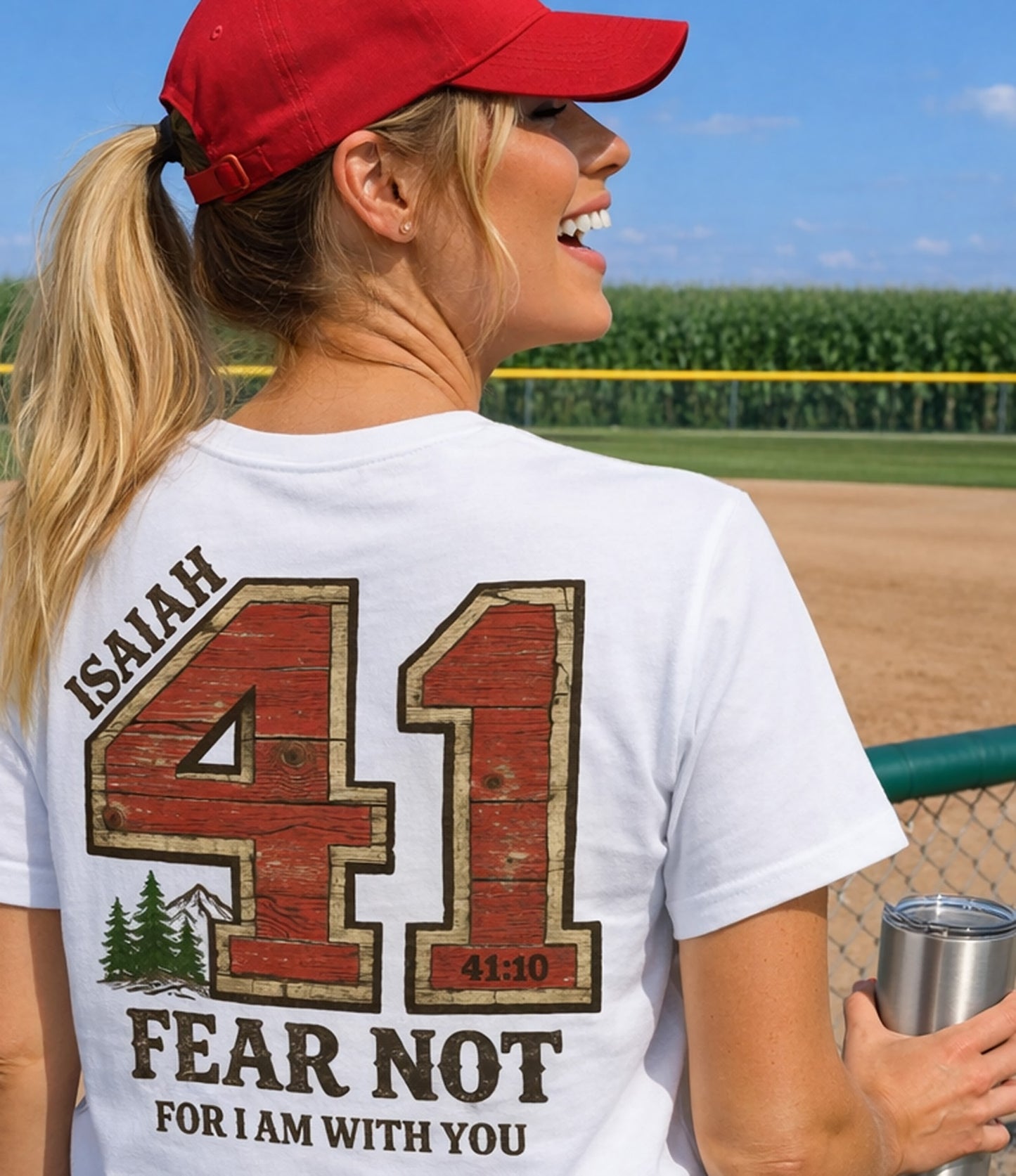 Isaiah 41:10 Fear Not For I am With You Bible Verse Scripture T-Shirt | Sports Jersey | Baptism Gift Rustic Mountain Retro