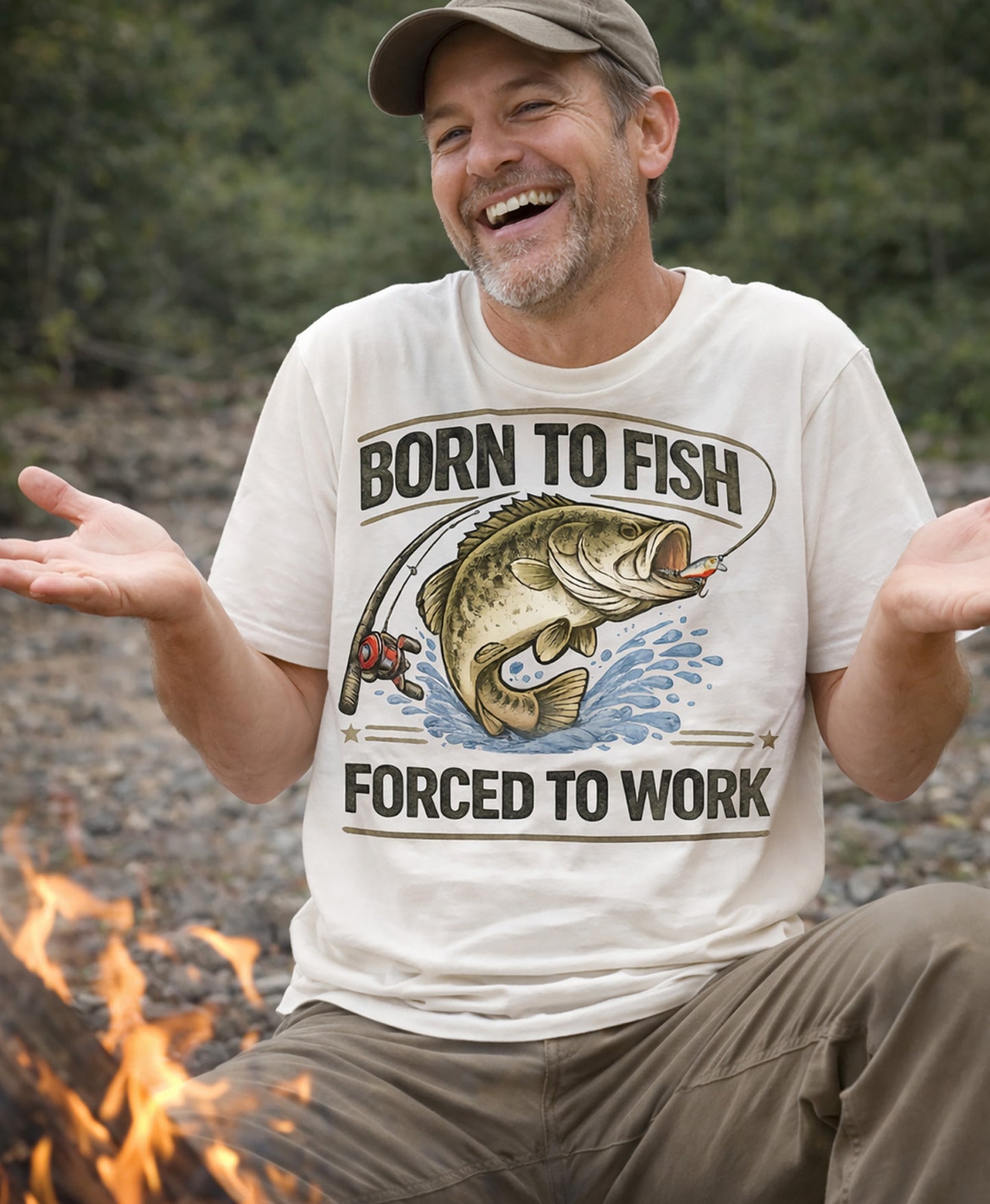 Born to Fish Forced to Work Shirt, Funny Fishing Tee, Fisherman Angler Funny Shirt, Father's Day, Grandpa, New Job Gift