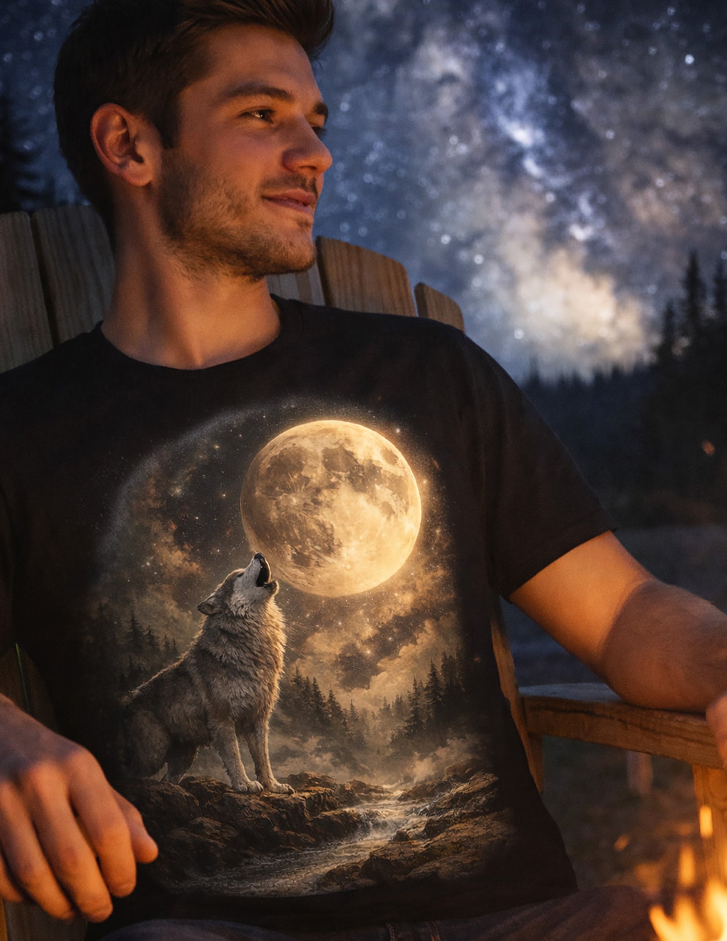 Howling Wolves Vintage 90s Howl at the Moon ULTRA SOFT Shirt, Retro Wolf Tee, Galaxy, Night Predator Hunting Grey Wolf Shirt